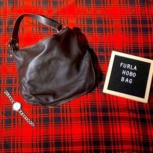 Brown Furla hobo bag